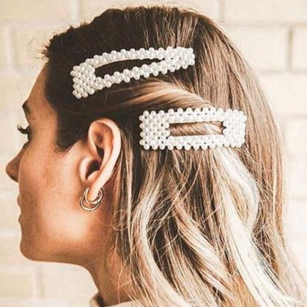 New Set of 2 Faux Pearl Hair Clip Pins - Picture 5 of 5